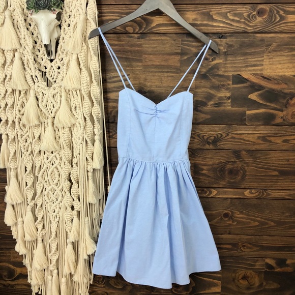 OASAP | Lace Up Strappy Tie‎ Up Backside Sweetheart Denim Dress - Picture 7 of 8
